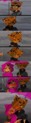 1boy1girl blush blushing comic_strip furry furry_female furry_male green_eyes kitty_(piggy) laurence_loll piggy_(game) raining roblox roblox_game source_request tagme tigry_(piggy) umbrella