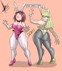2girls ass ass_slap big_ass bottom_heavy brunette brunette_hair bubble_butt bunny_ears bunny_tail bunnysuit c.c. code_geass fat_ass female female_only gluteal_fold green_hair huge_ass kallen_stadtfeld large_ass png sixpathoffriendship slapping_ass thick_ass thick_thighs thunder_thighs wide_hips