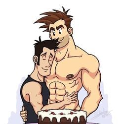 2boys bara cake dehem male_only muscle silverace tagme yaoi