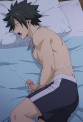 ai_generated comfyui stable_diffusion gay male male/male anal muscular muscular_male sweat oiled shiny_skin ass_focus from_behind ahegao tongue_out drooling cum_drip intense_sex fairy_tail gray_fullbuster