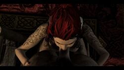 1boy 1girls 3d animated artist_request blowjob cum_in_mouth deepthroat eye_contact longer_than_30_seconds moaning red_hair short_video shorter_than_one_minute skyrim sound tagme the_elder_scrolls throat_fuck video