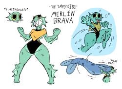 ass barefoot bodysuit breasts diegutan dot_nose eating female female_only fish fish_girl fish_humanoid merlin_brava original posing sharp_teeth slim_waist smile tagme text thick_thighs thunder_thighs tongue tongue_out underwater voluptuous wide_hips yellow_sclera