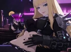 1girls abs ai_generated aroused_face aroused_female aroused_smile athletic athletic_female belly_button belly_focus big_breasts black_clothing black_gloves black_lingerie blonde_hair blue_eyes breasts cleavage closed_mouth clothing earrings elbow_gloves exposed_midriff gloves hand_on_hip hand_on_own_hip holding holding_object holding_sword holding_weapon jewelry large_breasts lingerie lingerie_only long_hair looking_at_viewer magik_(illyana_rasputin) magik_(marvel_tokon) marvel marvel_comics marvel_tokon:_fighting_souls mutant_(marvel) navel no_sound revealing_clothes russian_female shoulder_spikes single_bare_shoulder smiling smiling_at_viewer solo spikes tagme teasing teasing_viewer touching_belly touching_own_belly video video_game_character wide_hips
