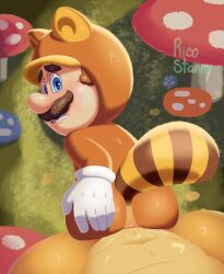 2boys 2d 2d_(artwork) blue_eyes bowser brown_hair gay gay_sex koopa male male/male male_only male_penetrating male_penetrating_male mario_(series) penetration ricostanny size_difference tail tanuki