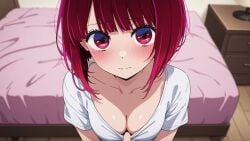 ai_generated arima_kana bedroom blush cleavage indoors oshi_no_ko pov_hands shy