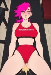 after_oral after_rape ai_generated cum cum_in_mouth feminist fit gym gym_clothes gym_equipment laying_on_back league_of_legends oral_rape sexy unconscious urine vi vi_(league_of_legends)