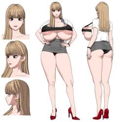 absurd_res absurdres altered_common_sense ass beautiful_girl beige_hair black_eyes black_panties change_in_common_sense cleavage collarbone common_sense_change earrings erect_nipples erect_nipples_under_clothes grey_miniskirt grey_skirt gyaru hands_on_hips heavenly_ass heavenly_body high_resolution highres huge_breasts hypnosis hypnotized_female hypnotized_personality_change korean long_fingernails long_hair massive_breasts mind_alteration mind_control miniskirt navel oblivious_sexualization oblivious_to_hypnosis original panties red_fingernails red_lipstick se-eun short_skirt simple_background skirt skirt_lift standing thickcandle tubetop unaware unaware_hypnosis unbothered white_background