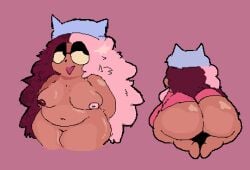 amibauble arms_at_sides arms_behind_back ass_focus behind_view black_eyes black_eyes_female blue_cap blue_hat bottomless bottomless_female cap cat_ears cat_ears_cap chubby chubby_female chubby_woman dark-skinned_female dark_skin dark_skinned_female fat_ass faye_(mochadrawss) feet_together feet_together_knees_apart friday_night_funkin friday_night_funkin_mod front_view glasses_on_face hands_at_side hands_behind_back hat innie_belly_button laying_down laying_down_on_floor lik3m4g1kgone messy_hair messy_hair_female nude_female pink_areola pink_background pink_bra pink_hair pink_hair_female pink_nipples pink_shirt pussy_out_of_frame red_areola red_hair red_hair_female red_mouth red_nipples thick_thighs topless topless_female twitter twitter_user_oc two-tone_hair two-tone_nipples yellow_glasses