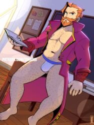 1boy beard bulge facial facial_hair ginger jockstrap league_of_legends malcolm_graves male male_only professor solo solo_focus standing toraboi underwear