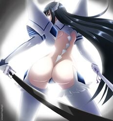 1girls ass back_view big_ass female female_only kill_la_kill kiryuuin_satsuki long_hair solo thighhighs yaya_(y8ay8a)