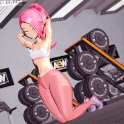 a aelita_schaeffer armpits arms_up b breasts c code_lyoko d e f fitting flat_stomach full_body full_body_view g h hands_behind_head i j k l legs legwear looking_at_viewer m n o p perky_breasts pink_hair pink_tights ponytail q r s sheeple3d small_waist sports_bra sportswear stomach t text_on_clothing thick_thighs thighs thin_arms tight_clothing u v white_bra wide_hips workout_clothes workout_clothing workout_equipment workout_outfit