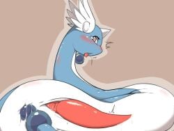 1_horn 2020 4:3 anal anal_sex animal_genitalia autopenetration blue_body blush blushing_profusely bodily_fluids countershade_neck countershading digital_drawing_(artwork) digital_media_(artwork) dragonair dripping drooling erection feathered_wings feathers feral generation_1_pokemon genital_fluids genital_slit genitals glistening glistening_body glistening_genitalia glistening_penis head_wings hi_res horn japanese_description leaking_precum looking_at_viewer looking_pleasured lube_from_ass lube_in_ass lube_on_tail lying male male_feral masturbation memento_moripng nintendo on_side outline penetration penis pokemon pokemon_(species) portrait precum precum_drip precum_string red_penis saliva serpentine side_view simple_background solo tail tail_fetish tail_in_ass tail_insertion tail_masturbation tail_play tan_background tan_eyes tapering_penis tears tears_of_pleasure three-quarter_portrait tongue tongue_out tremble_spikes unusual_wing_placement white_body white_outline wings