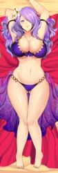 1girls barefoot big_breasts bikini breasts camilla_(fire_emblem) camilla_(summer)_(fire_emblem) color dakimakura female female_only fire_emblem fire_emblem_fates fire_emblem_heroes huge_breasts large_breasts looking_at_viewer naughty_face revolverwingstudios seductive seductive_smile smile solo thick_thighs