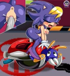 1boy 1girls absurd_res anthro anus archie_comics areola bernadette_hedgehog bodily_fluids breasts close-up clothing duo eggman_logo eulipotyphlan female footwear furry furry_female genital_fluids genitals gloves handwear handwear_and_footwear_only hedgehog hi_res machine male male/female mammal motobug nipples on_top penetration project_x_love_potion_disaster sega shoes sirjzau sonic_(series) sonic_the_hedgehog_(archie) sonic_the_hedgehog_(comics) sonic_the_hedgehog_(series) vaginal_fluids vaginal_penetration vulva