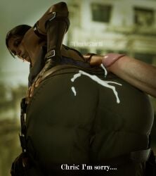 1boy 1boy1girl 1girls 3d big_ass big_butt blender chris_redfield cum_on_ass dark-skinned_female fully_clothed hand_on_ass liquidstar16 penis resident_evil resident_evil_5 self_upload sheva_alomar