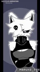 1girl black_clothing black_eyes breasts curvy curvy_figure dakitsland female female_only fennec_fox foxgirl furry furry_female gif gray_clothing jiggle_physics kit_community kit_community_v2 maruko_fox sexy sexy_body sexy_dance skull skull_symbol smash_or_pass smirk white_fox white_fur youtube youtuber
