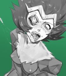 cartoon_network cum cum_on_face cum_on_gem cum_on_tongue cumshot emerald_(steven_universe) fangs gem_(species) spiky_hair steven_universe tagme