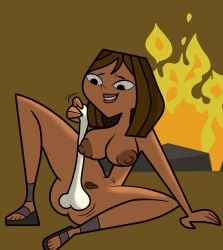 1girls 2d bone brown-haired_female brown_hair brown_skin busty courtney_(tdi) doodleporn female female_focus female_masturbation female_only female_solo freckles hourglass_figure masturbating_with_bone masturbation pubic_hair solo solo_female tagme total_drama_island wide_hips