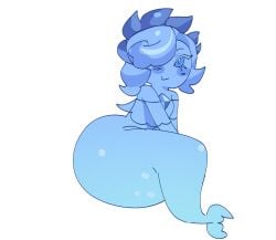 1female aquamarine_cookie art_request big_ass blue_skin cookie_run cookie_run_kingdom female flat_colors mermaid