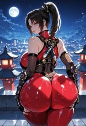 1girls ai_generated armor ass ass_focus ass_grab big_ass big_breasts big_butt big_thighs blade brown_eyes brown_hair female female_only huge_ass huge_breasts huge_butt huge_thighs miyuai ninja_gaiden ninja_girl red_clothing solo soul_calibur taki thick thick_ass thick_butt thick_legs thick_thighs