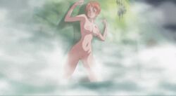 adult_swim against_wall animated arms_up bathroom breasts canonical_scene edit embarrassed_nude_female enf eyes_closed female female_only forced humiliation innie_pussy large_breasts looking_away naked nami nipples nude_filter one_piece orange_hair pussy s10collage screenshot_edit sexual_assault short_hair solo standing steam tagme thriller_bark toonami wet