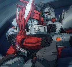 2boys alien artist_request cybertronian gay idw_comics idw_publishing low_res male male_only megatron multiple_males red_eyes robot starscream transformers transformers_idw wholesome yaoi