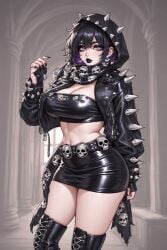 ai_generated boots goth_girl goth_makeup miniskirt original_character pale_skin perchance_ai