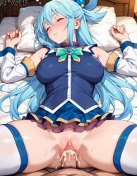 ai_generated aqua_(konosuba) big_breasts blue_hair cum_in_pussy cum_inside drunk drunk_female drunk_sex first_person_view kono_subarashii_sekai_ni_shukufuku_wo! missionary_position on_bed penis_in_pussy pov questionable_consent rape satou_kazuma sex sleep_molestation sleep_sex sleeping somnophilia vaginal_penetration