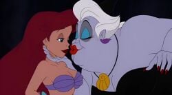 ai_generated ariel_(the_little_mermaid) big_breasts bisexual breast_expansion breast_grab breast_growth breast_squeeze breasts cleavage disney disney_princess disney_villains female female_only growing_breasts huge_breasts kiss kissing large_breasts lesbian_kiss lips lipstick magic mermaid princess royalty sea_witch sexy-villains sound tagme the_little_mermaid_(1989_film) ursula_(the_little_mermaid) video villain villainess yuri