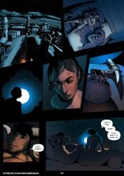 2023 anthro arm_scar arm_wraps balls bed bed_sheet bedding bedroom better_version_at_paywall big_muscles black_hair bovid brown_body caprine chest_scar coin_purse colored comic curly_hair detailed dialogue digital_drawing_(artwork) digital_media_(artwork) duo english_text facial_scar fantasy fantasy_weapon femboy furniture genitals hair hammer human larger_male light lying lying_on_bed male male/male mammal moon moonlight muscular muscular_anthro muscular_male navel night nipples nude nude_anthro nude_male on_back on_bed penis pubes purplebirdman red_sheets roshim_(purplebirdman) scar shaded sheep sheep_horns side_view size_difference slim slim_male smile speech_bubble straight_hair text tools url waking_up weapon window_light window_sill wraps