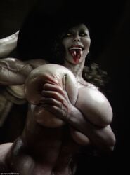 1girls 3d alcina_dimitrescu female female_only huge_breasts humanoid large_breasts lipstick milf red_lipstick resident_evil revelin solo solo_female voluptuous