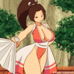 1girls 2d 2d_animation alternate_version_available animated ass big_ass big_breasts bouncing_breasts breasts cleavage fan fatal_fury female female_only holding_fan king_of_fighters large_ass large_breasts mai_shiranui screencap snk solo twistedgrim