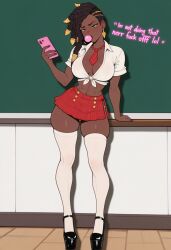 ai_generated brat bubble_gum classroom league_of_legends needs_rape phone rude school_uniform schoolgirl senna_(league_of_legends) skimpy slut