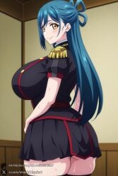 1female 1girls 2026 ai_generated artist_name ass azuma_himari_(mato_seihei_no_slave) bangs belt big_ass big_breasts black_skirt black_thighhighs blue_hair blush breasts chained_soldier closed_mouth curvy epaulettes female female_only from_behind hi_res high_quality high_resolution highres huge_ass huge_breasts indoors large_breasts long_hair looking_at_viewer looking_back mato_seihei_no_slave patreon patreon_username short_sleeves skirt smile solo sweat thighhighs thighs uniform unjobdespiert watermark yellow_eyes