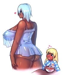 1futa 1girls ami_dixie big_ass big_breasts cocoa_(modeseven) dark-skinned_futanari dark_skin female futa_with_female futanari implied_futanari incest intersex larger_female milf modeseven size_difference smaller_futanari