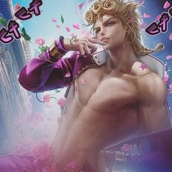 adult aged_up giorno_giovanna jojo's_bizarre_adventure lowres male male_focus male_only sakimichan vento_aureo