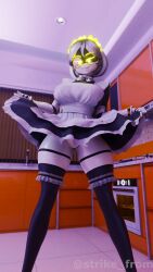 female female_only flashing_pussy glasses lifting_skirt maid maid_headdress maid_uniform murder_drones robot samzan_(modeler) smug stockings strikefrommidnight upskirt v_(murder_drones) v_worker_drone worker_drone