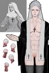 2boys cuntboy dante_(devil_may_cry) devil_may_cry male_focus male_only nun nun_outfit vergil_(devil_may_cry)