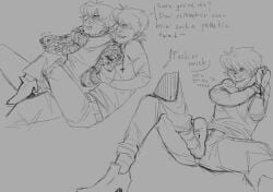 angry angry_expression angry_face chwomium fighting gorillaz hate_sex insult insulting_partner male male/male male_focus male_only murdoc_niccals murdoc_niccals_(clint_eastwood) murdoc_niccals_(dynaswap_au) selfcest smiling smiling_at_partner smug smug_expression smug_face smug_grin smug_smile stepping_on_penis strangling tattoos tattoos_everywhere upside_down_cross