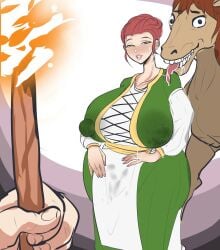 1boy after_kiss big_breasts blush brave:feat breasts cheating cheating_female cheating_wife cuckold dressed female hard_nipples hero_wars hidden horny horny_female horse huge_breasts inminent_sex kissing looking_at_viewer male netorare ntr peasant peasant_woman red_hair saliva saliva_string saliva_trail simple_background squint thick_thighs torch voluptuous voluptuous_female wedding_ring wet_breasts wet_clothes wet_clothing wide_hips zoophilia