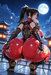 ai_generated armor ass_focus ass_grab big_ass big_breasts big_butt big_thighs blade brown_eyes brown_hair female female_only huge_ass huge_breasts huge_butt huge_thighs miyuai ninja_gaiden ninja_girl red_clothing soul_calibur spreading_own_ass taki thick thick_ass thick_butt thick_legs thick_thighs