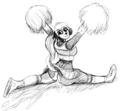 anthro ass bodily_fluids cheerleader clothing cum female genital_fluids hladilnik monochrome samantha_thott