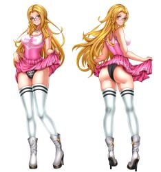 babygirl big_ass big_black_cock blacked_clothing blonde_hair blue_eyes boots choker dress dress_lift glasses medium_breasts necklace panties peka_35 pink_dress pip_(peka_35) presenting qos qos_clothing queen_of_spades smile smiling thigh_highs thighhighs thighs