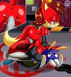 absurd_res anthro anus archie_comics areola breasts canid canine duo female fiona_fox footwear fox fur genitals half-closed_eyes handwear handwear_and_footwear_only hi_res mammal motobug narrowed_eyes nipples penetration project_x_love_potion_disaster red_body red_fur sega sirjzau sonic_(series) sonic_the_hedgehog_(archie) sonic_the_hedgehog_(comics) sonic_the_hedgehog_(series) vaginal_penetration vulva