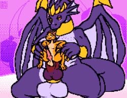 anal anal_sex animated ass big_breasts big_butt big_penis breasts bulge dragon female genitals hi_res intersex intersex/female langui male mythological_creature mythological_scalie mythology penetration penis pixel scalie size_difference smaller_male stomach_bulge thick_thighs