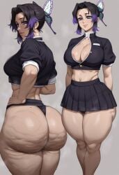 ai_generated ass big_ass big_breasts breasts cellulite demon_slayer demon_slayer_uniform fat_ass kimetsu_no_yaiba kochou_shinobu purple_eyes purple_hair shinobu_kocho skirt taiga20 thick_ass thick_thighs