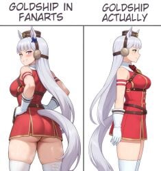 artist_request ass ass_focus ass_peek back_view backside bangs big_breasts booty butt canon_vs_fanon comparing curves curvy curvy_female cute cute_face female female_focus female_only gold_ship_(umamusume) hands_on_hips horse horse_ears horse_girl horse_tail hourglass_figure joke_art long_hair meme meme_template purple_eyes sexy sexy_body side_view sideboob silver_hair solo solo_female solo_focus template thick_ass thick_thighs umamusume umamusume_pretty_derby