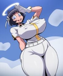 1girls angel ass aureola azazel_(helltaker) black_hair breasts helltaker tagme