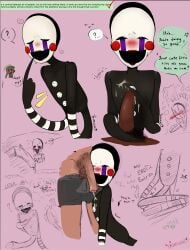 3_fingers accurate_body_type ambiguous_gender animatronic big_penis black_body black_eyes blush blushing_at_viewer boobjob classic_fnaf_2_marionette classic_fnaf_2_puppet colored cum_on_breasts digital_drawing_(artwork) female feminine first_person_view five_nights_at_freddy's five_nights_at_freddy's_2 flat_chest handjob insecure looking_up marionette_(fnaf) multiple_images no_breasts null oc ocxcanon praise_kink puppet_(fnaf) question_mark request rjdegen robot_humanoid sketch_page skinny_waist small_thighs small_waist smiling speech_bubble watermark white_pupils white_stripes yellow_cum