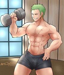 1boy abs artejaxton background bara bara_tiddies bara_tits barazoku biceps big_biceps black_underwear defined_jawline defined_muscles earrings erect_penis erection erection_pushing_underwear erection_under_clothing exibitionism flexing flexing_bicep gay green_hair half-dressed half-dressed_male half_naked half_naked_male half_nude half_nude_male halteres handsome handsome_man horny horny_male japanese_male looking_at_viewer male male_focus male_only manly muscles muscular muscular_arms muscular_legs muscular_male muscular_shoulders muscular_thighs one_piece pirate roronoa_zoro scar scar_across_eye scar_on_chest scar_on_face scars sexy sexy_body sexy_male shoulders six_pack smile smile_at_viewer smiling smiling_at_viewer solo solo_focus solo_male trapezius underwear underwear_only yaoi zoro zoro_(one_piece)